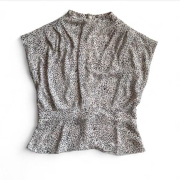 Express Mock Neck Polka-Dot Peplum Blouse – Size L - Picture 1 of 5